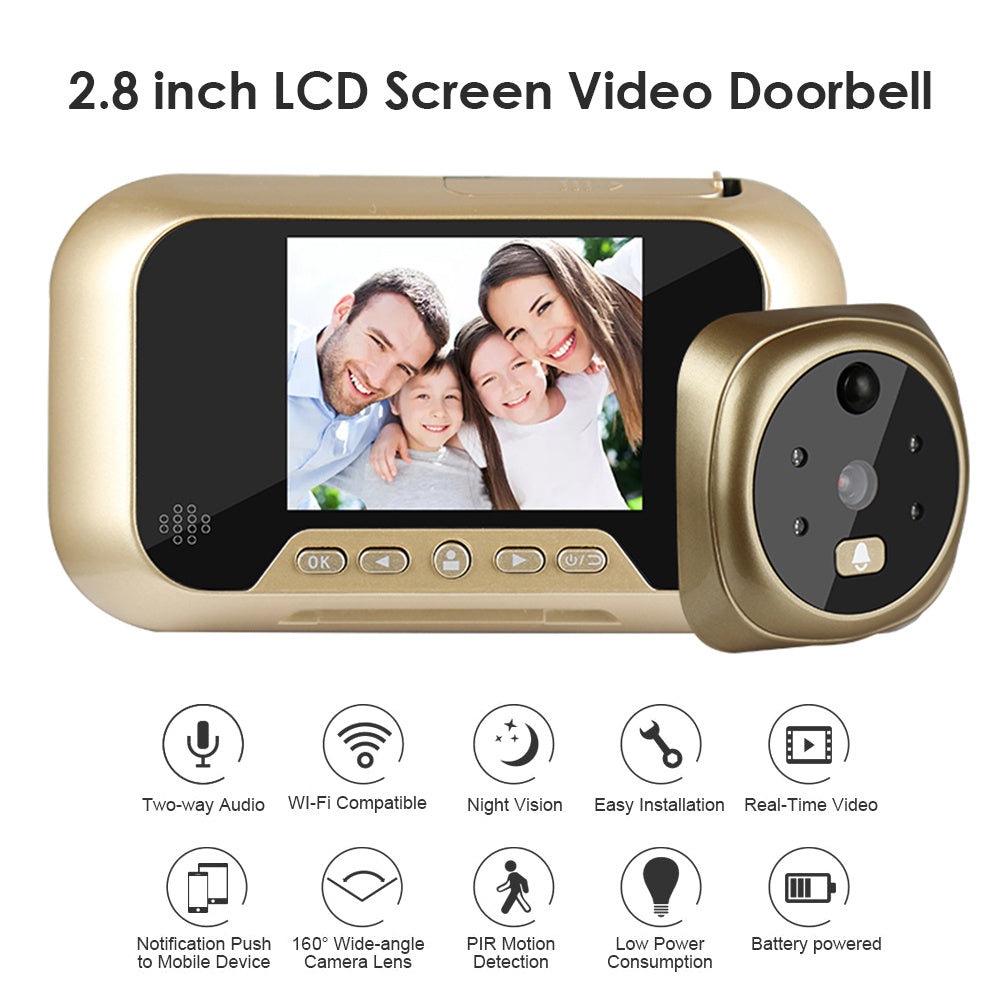 2.8 Inch Infrared Night Vision Camera Video Intelligent Electronic Peephole Visual Peephole Doorbell. - PryTheory