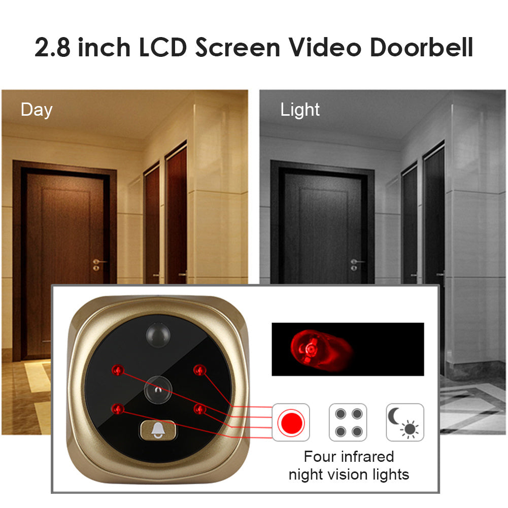 2.8 Inch Infrared Night Vision Camera Video Intelligent Electronic Peephole Visual Peephole Doorbell. - PryTheory