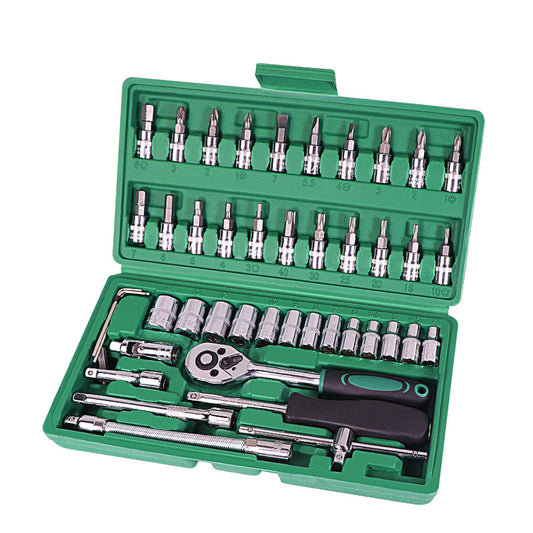 46pc/Inch Socket Set Car Repair Tool Ratchet Torque Wrench Combo Tools Kit Auto Repairing Tool Set - PryTheory
