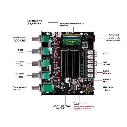 Bluetooth Digital Amplifier Board Subwoofer. - PryTheory
