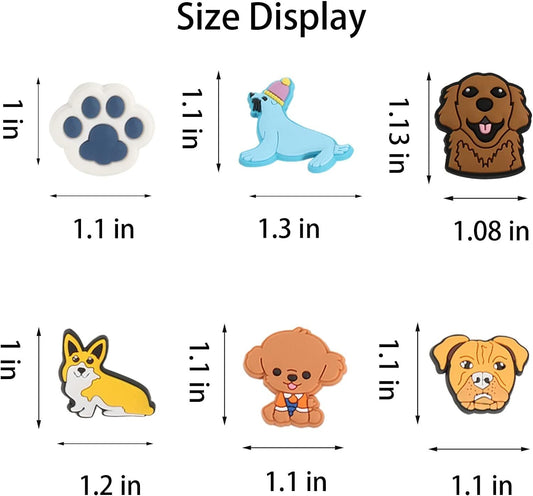 25 New Cartoon Animal Dog Series Hole Shoes, Flower Shoes, Buckle Accessories, Cute Garden Shoes Decoration - PryTheory