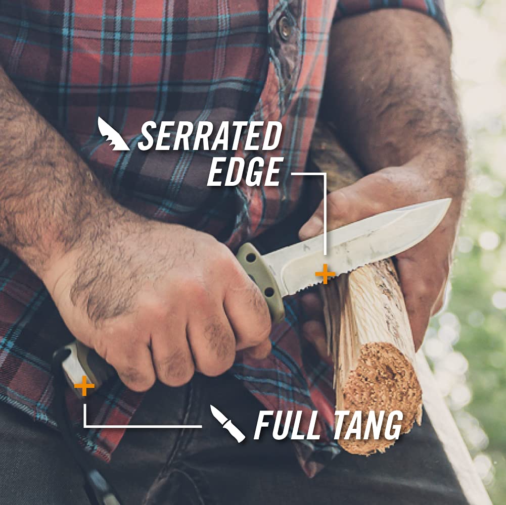 Gerber Gear Ultimate Survival Knife, Fixed Blade with Combo Edge, includes Fire Starter Edge and Ferro Rod