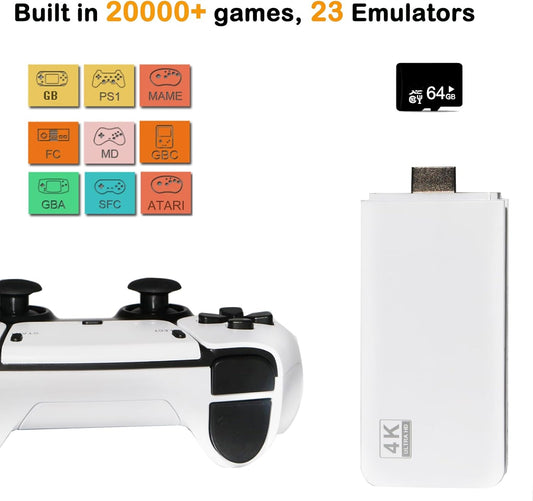 Built in 20000+ Games,23 Classic Emulators, 4K High Definition HDMI