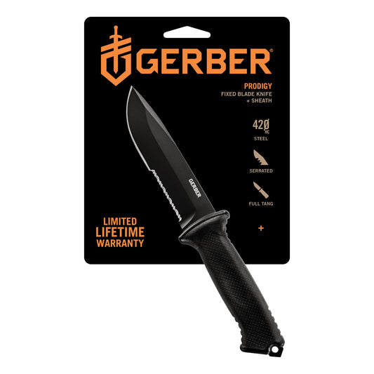 Gerber Gear Ultimate Survival Knife, Fixed Blade with Combo Edge, includes Fire Starter Edge and Ferro Rod