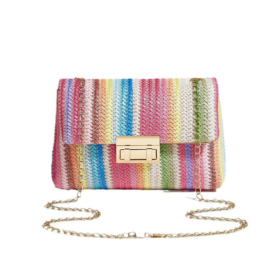.Women's Cross-body Bag Straw Lock Simple Small Square Bag - PryTheory