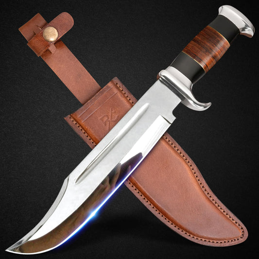 14" Crocodile Dundee Bowie Knife With Leather Sheath