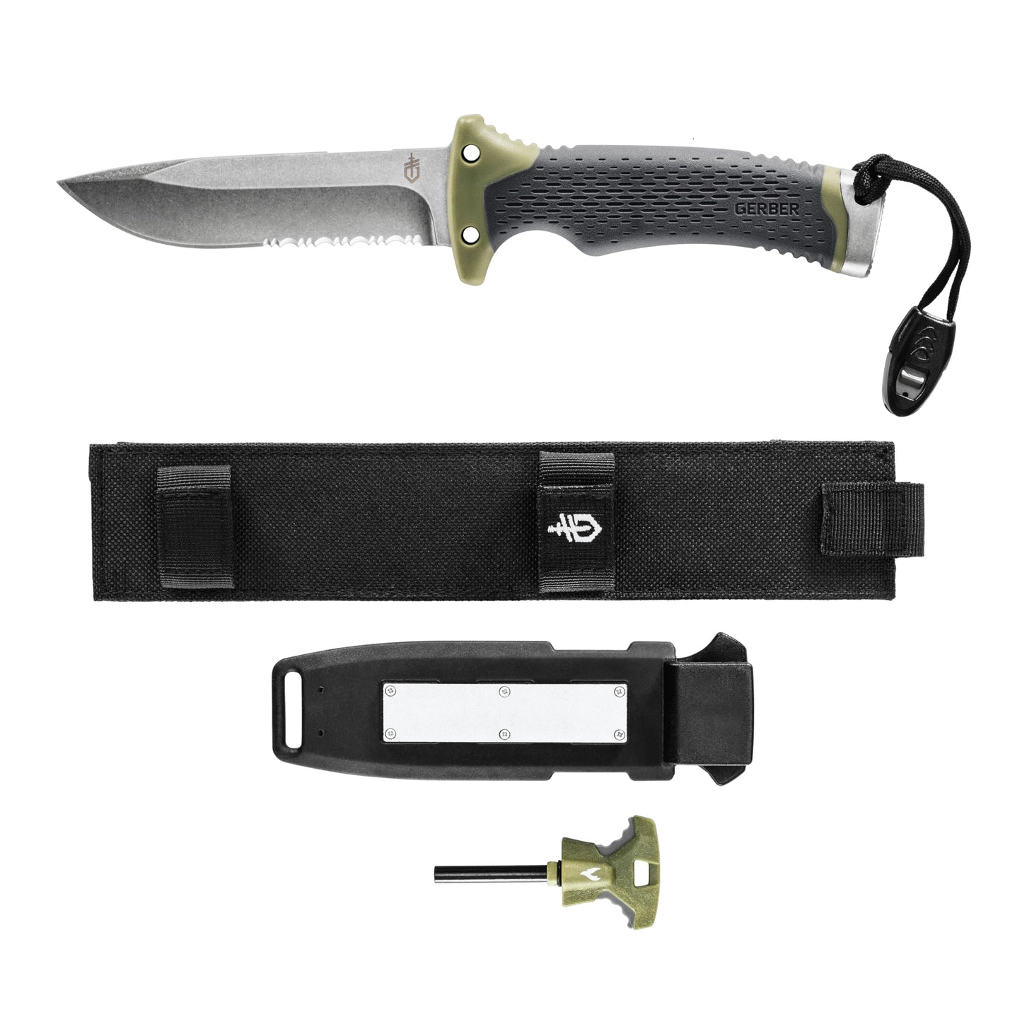 Gerber Gear Ultimate Survival Knife, Fixed Blade with Combo Edge, includes Fire Starter Edge and Ferro Rod