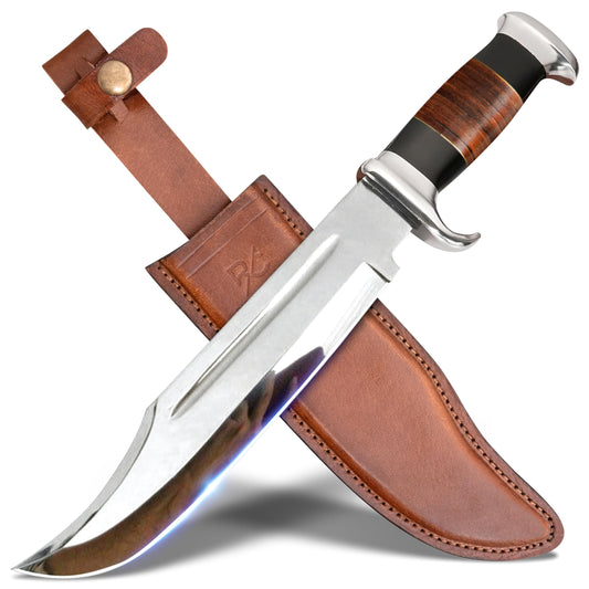 14" Crocodile Dundee Bowie Knife With Leather Sheath