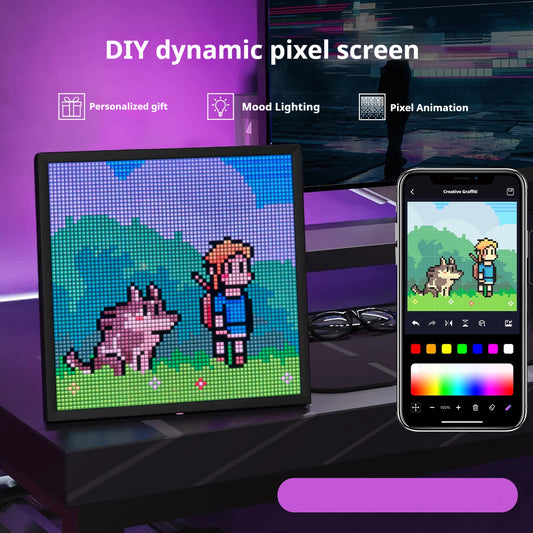 Bluetooth Game Tables LED Atmosphere Desktop Decoration DIY Photo Frame Gift Graffiti Pixel Screen - PryTheory