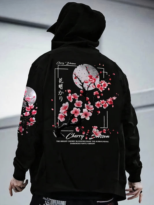 Cherry Blossom Pattern Lining Hoodie