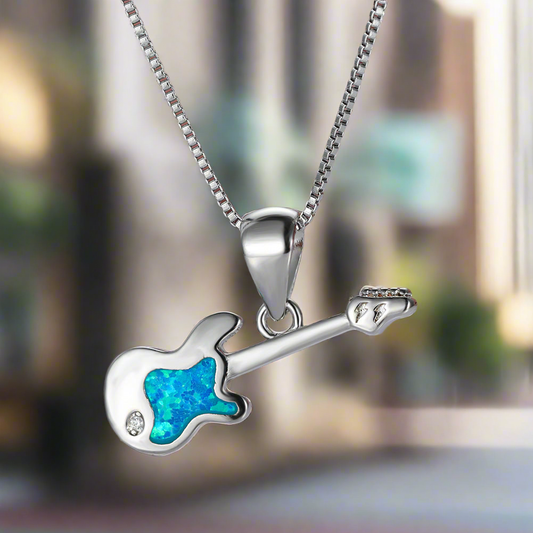 Aier Moxa Blue Opal Guitar Necklace. - PryTheory