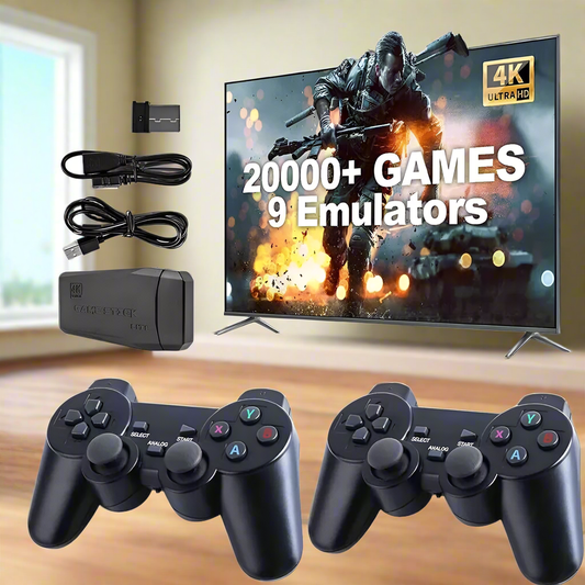4K Retro Game Console Plug-Play 20000- Video Game Stick-2x Wireless Controllers. - PryTheory