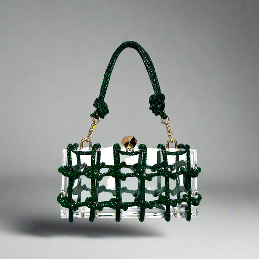 .French Sweet Shiny Rhinestone Banquet Small Square Bag - PryTheory