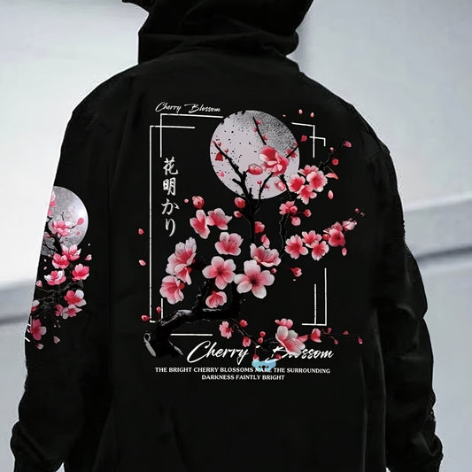Cherry Blossom Pattern Lining Hoodie